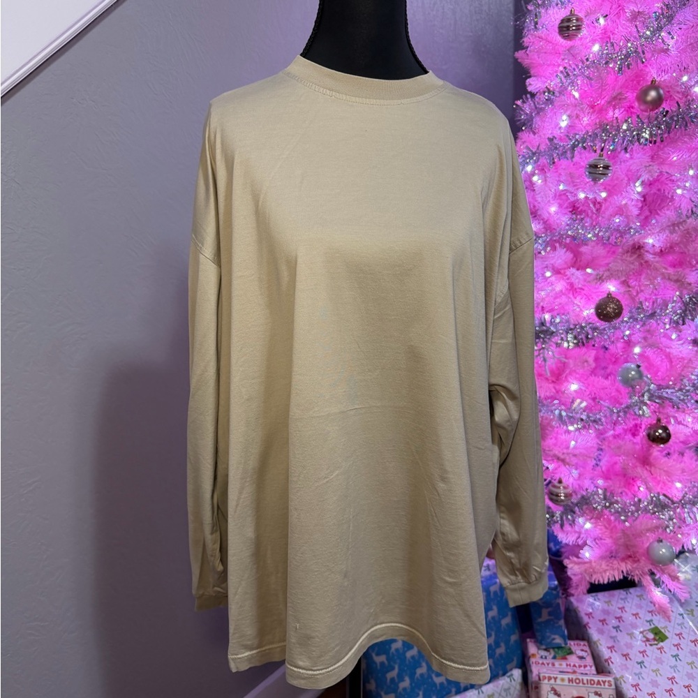 Tricots St Raphael Beige Long Sleeve Mercerized Cotton Shirt Size XXL.